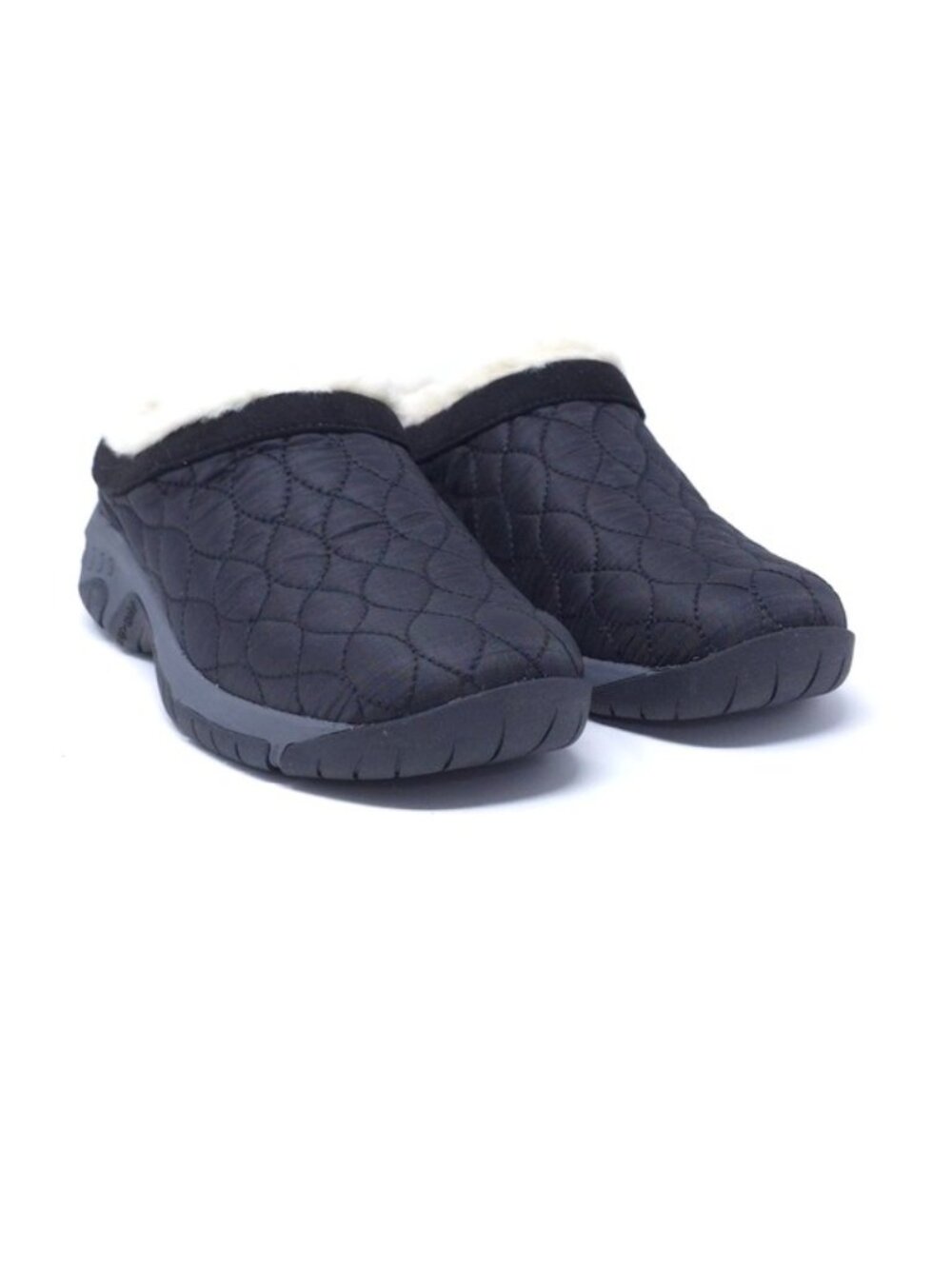 Easy Spirit Wimmy Black Shearling Quilted Clogs 7.5M Cozy Winter Mules - Picture 2 of 9